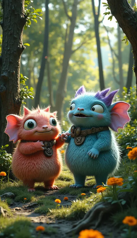 live-action、real、8K、HDR、cute monsters live in the woods