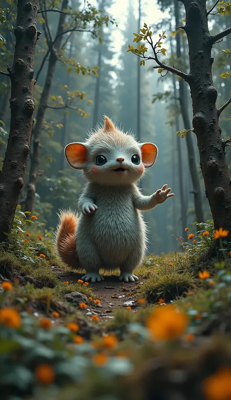live-action、real、8K、HDR、cute monsters live in the woods