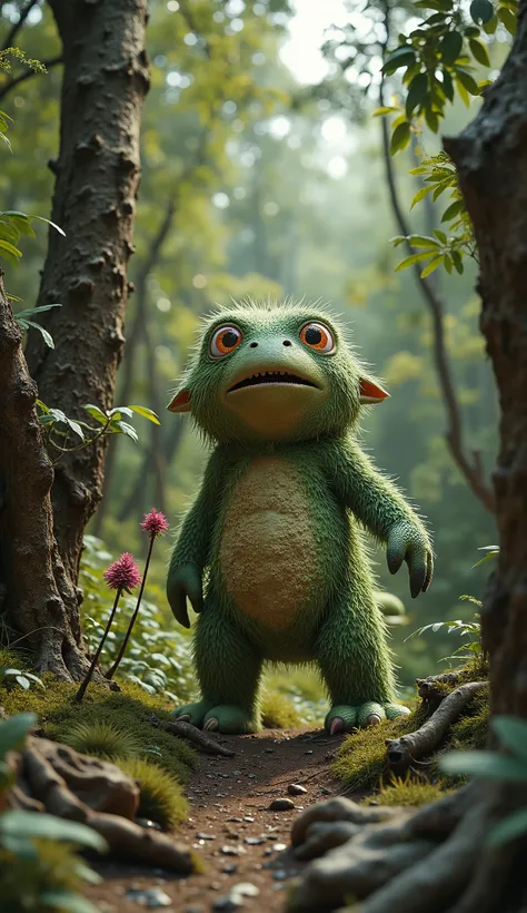 live-action、real、8K、HDR、cute monsters live in the woods