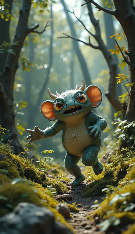 live-action、real、8K、HDR、Cute monsters are dancing in the woods