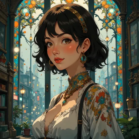 Anime art,anime style,(mestra, Melhor qualidade), 8k,(((Muito detalhado))), Corrida:1.8,Super intricate running pattern, colorful Corrida pattern, Stained Glass Background with Transparent Body, Mandala,Iluminar,frio, 1 female,costas abertas, 1、Japanese, F...
