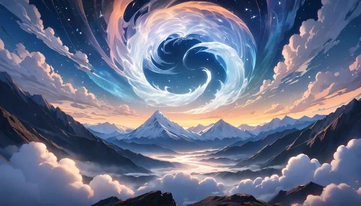 A large cloud in the shape of a ghostly beast, A clearly defined ghostly beast hovers fantastically in the sky,   swirling fog  , flickering halo, clouds of smoke, Spectral Visions, Create a celestial spectacle with a breathtaking celestial scene photos, c...