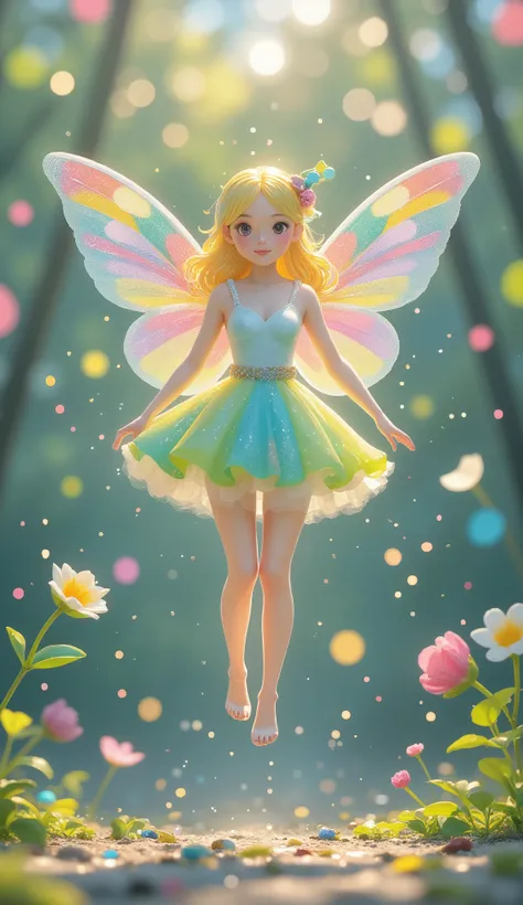 1girl,Fairy,is flying,fantastic,anime style,miniature painting,Seimitsu, beautiful,grace,dreamy,soft light,bokeh,4K,Ultra Fine,Masterpieces,Photographer style,fantasy art,character design