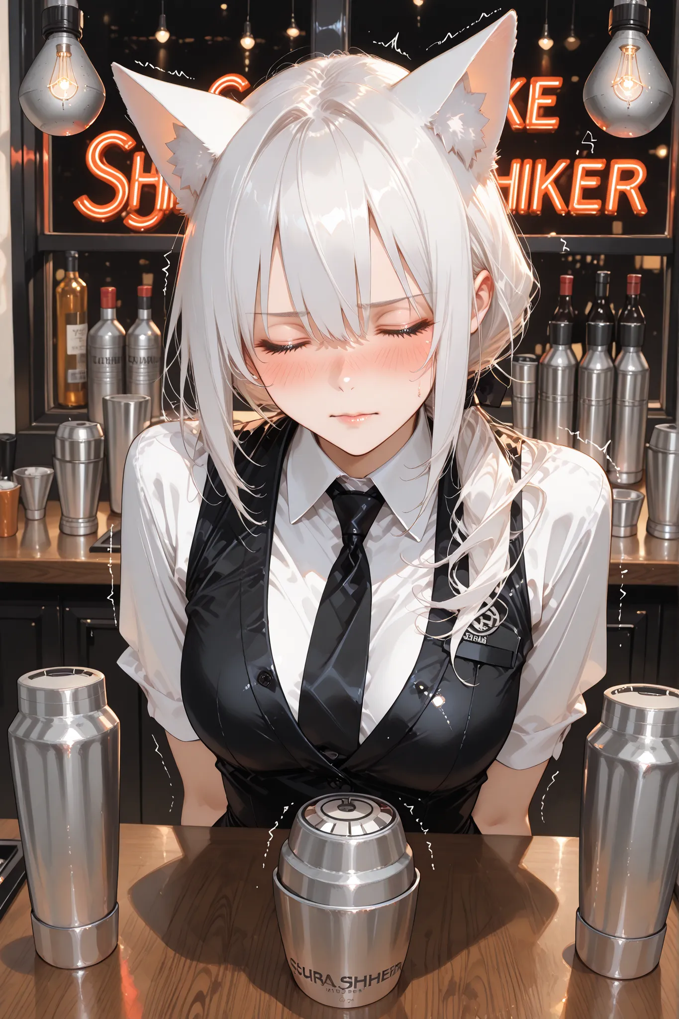 (Masterpiece, Superb, top quality, beautiful and aesthetic:1.2), 8k, (Very detailed), illustration, high resolution on the coast, Best Image Quality, High definition animation style, Depth, score_9, score_8, 1girl(Totally white hair, anime beauty, suitable...
