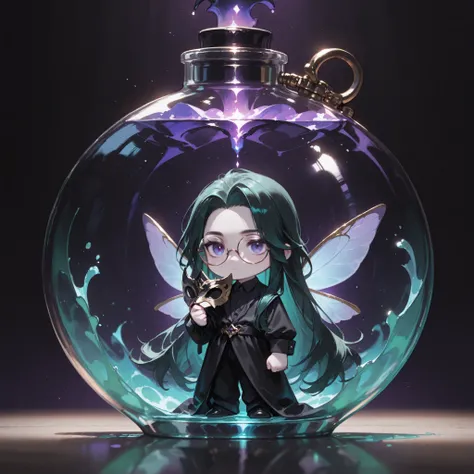 (masterpiece, high quality, ultra-detailed), chibi, solo, 1 boy, close-up, cinematic lighting, dramatic,
male fairy, handsome, actor, flawless skin, pale skin, very long hair, hip-length hair, dark green hair, loose Waves, empty purple eyes, dark circles...