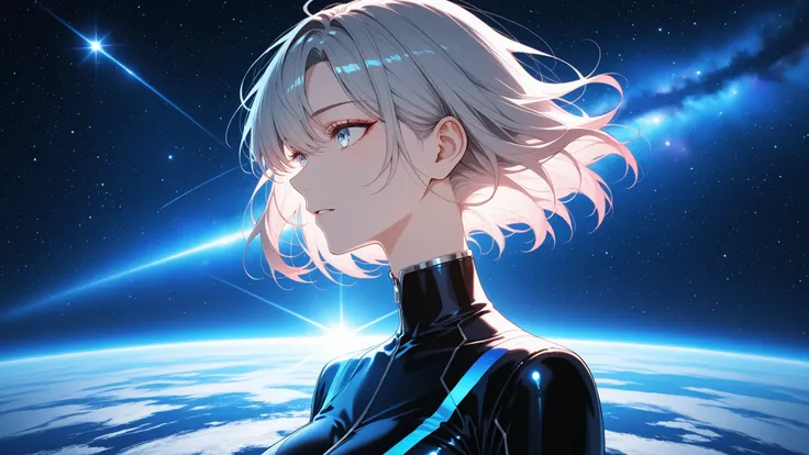 Aesthetic Resolution, Attractive Woman, solo, Aesthetic natural light, spectacular space-time background, top quality, 