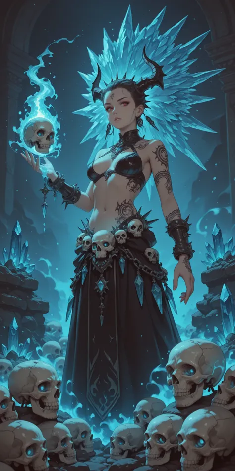 Alchemy. Potions, crystals, skulls, magic, tattoo 