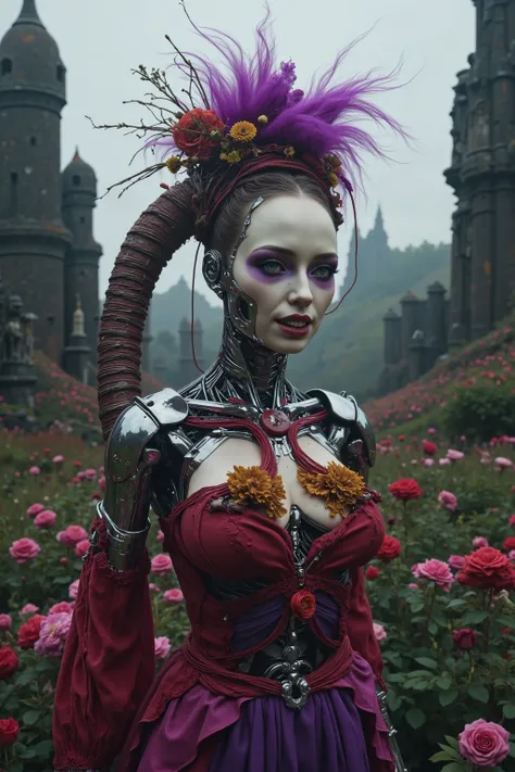 Ultra-realistic, photo-realistic, cinematic photography, realistic, hyperrealistic.   A striking female figure with an intricately complex and skeletal body that creates a dramatic and surreal impression. The skin is pale, almost ghostly, stretching over t...