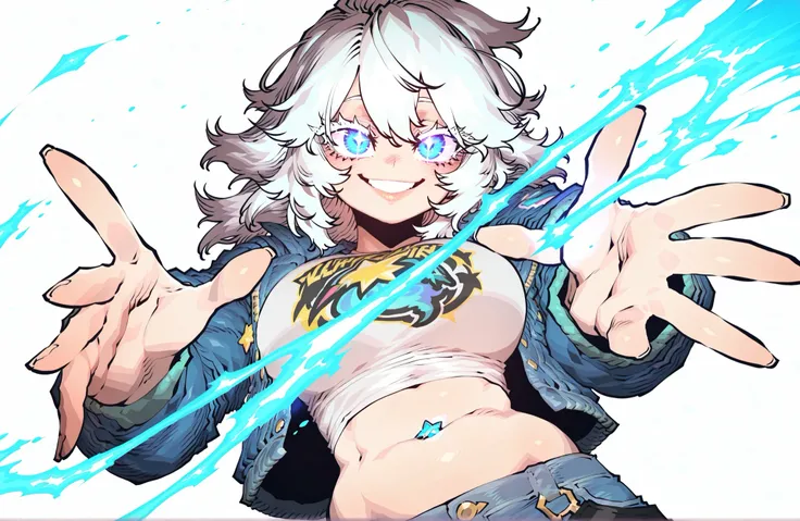 expressive eyes, expressive (bright blue) eyes, detailed eyes, anime eyes, douyin eyes, high detail eyes, multicolored iris, detailed iris, long eyelashes,big white eyelashes, full lashes, glowing eyes,Lightrider in Casual Style from fortnite,curvy body,wh...
