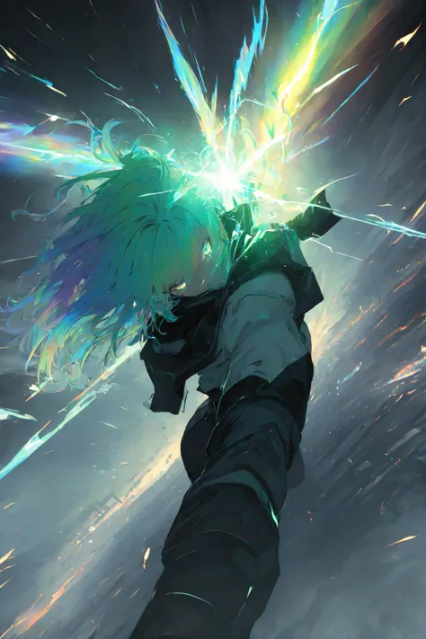 masterpiece, best quality,1 girl ,best quality,heroic pose,dynamic angle,dynamic background,with epic light effect, high angle shot,like CCTV footage,radiating energy burst from the center, dynamic outward motion, glowing light spreading outwards, concentr...