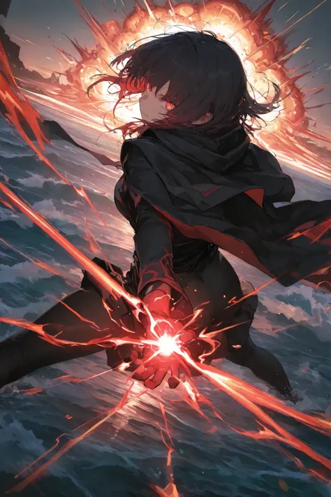 masterpiece, best quality,1 girl ,best quality,heroic pose,dynamic angle,dynamic background,with epic light effect, high angle shot,like CCTV footage,burst of effects radiating from the center, outward flow of magic or particles, dynamic spread from core, ...