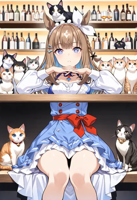 (masterpiece, best quality, perfect face:1.4), wide angle, almond eye \(umamusume\), (white hair ornament), horse ears, horse tail, tail on the lower back, proportional body, proportional,1 girl, beautiful hair, beautiful face, beautiful detailed eyes, bea...