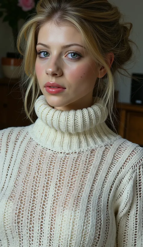 sideboob,detailed eyes,rs,(masterpiece, detailed), styled by Thomas Shotter Boys, a lovely woman, she is from the mid 21st century in Croatia, her hair is blonde, her hair is in a wolf cut, she has side bangs, her hair is parted on one side, her eyes are d...