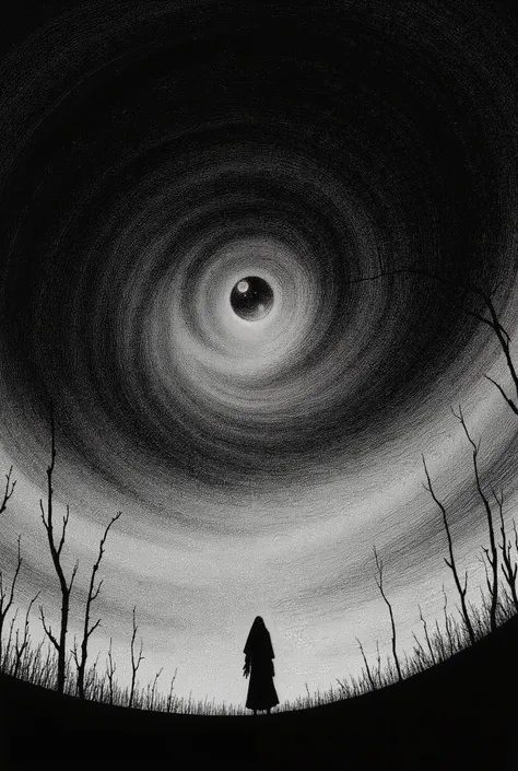 Depressive Black,1 big eye,dark cloud,spiral sky,