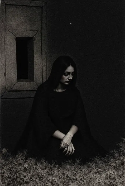 Depressive Black,beautiful girl,sitting chair,grief,sadness,solitude,indoor,simple room background,