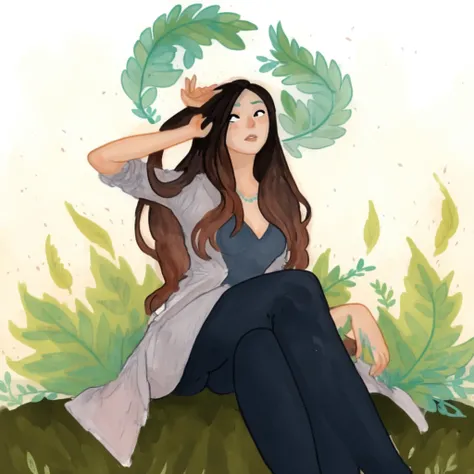 1girl, 2d art, flat colors, full body portrait, black clothes, dynamic poses, simple black eyes, gouache texture, full body portrait, gouache painting, vibrant colors, chiseled features, thick gouache render, novuschroma57 style cartoon, in gougoupaintleav...