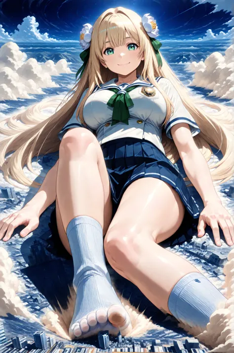 ((lying on the ground super close super close big boobs super close hands super close)), Twins Clone Lily Hug, Clones crowd,
(very super big breasts, moist female body, beautiful skin, Clothed woman, summer schoolgirl uniform, miniskirt, white socks, Rin々...