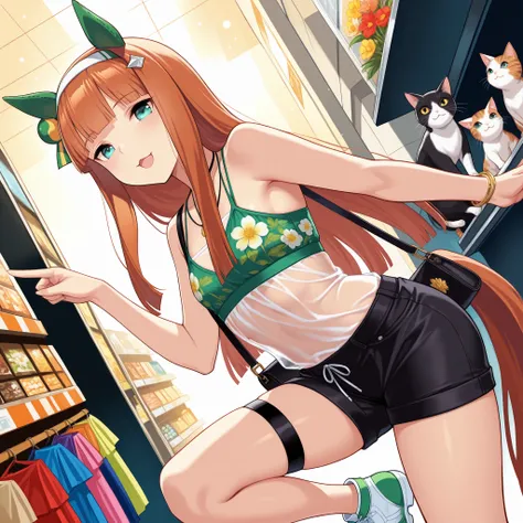 chibi, (masterpiece, best quality, perfect face:1.4), wide angle, silence suzuka \(umamusume\), horse ears, ear cover, white headband, small breasts, horse tail, tail on the lower back, proportional body, proportional,1 girl, beautiful hair, beautiful face...