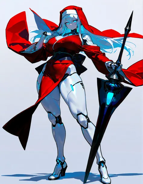 (((masterpiece))), (((Best Quality))), ((Ultra-detailed)), ((extremely delicate and beautiful)),solo, Full body, (phyrexian robotic female)(phyrexian android female) (mechanical undead lady) skin replaced with iron, (pale gold hair and glowing ultra-blue e...