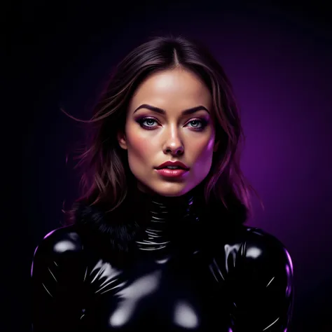 (masterpiece, best quality:1.2), 1girl, solo, brunette woman, mid body image, (makeup:1.4), turtleneck latex outfit, zipper, highly detailed fur, natural skin texture, 4k textures, Highly detailed perfect , Lightroom, Intricate, Ultra-Realistic, Out There,...