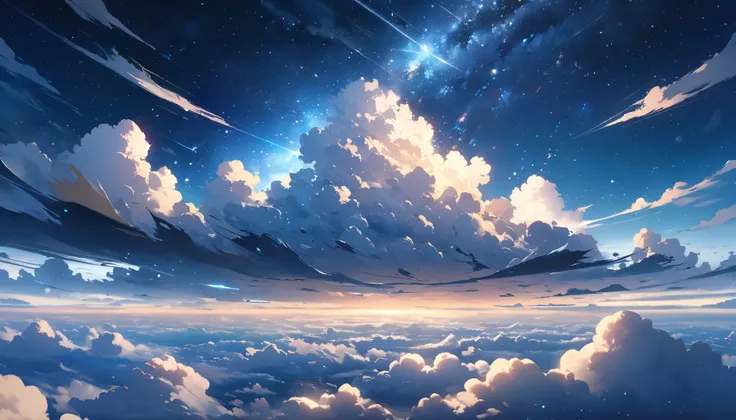 starry sky, Obscurity, endless space, bogie, masterpiece, 8k, clouds, A sea of clouds, Beauty, calm winds