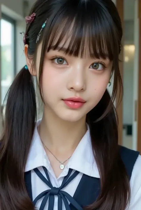 {{focuses on the face: 1.8},{{focus on the eyes: 1.8}},{{focus on clear eyes :1.6}},{{{top quality: 1.8}}}, {top quality: 1.8}, {bang:1.8}},,{natural makeup: 1.8},{{Clear Eyes: 1.8}, {Beautiful Fingertips:nail polish:1.8}, {professional lighting)}},{High A...