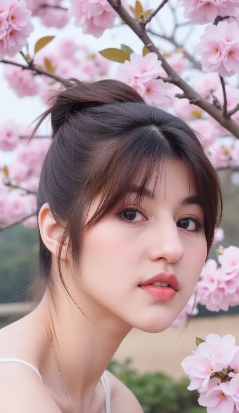  16k, best image quality, highest resolution, Best Quality, surrealism, masterpiece, High detail, Textured skin - Multiple awards, RAW, f/1.2, Nikon, Fujifilm, movie light effect that won't light up, Like a scene from a movie, 1 girl,flower, cherry blossom...