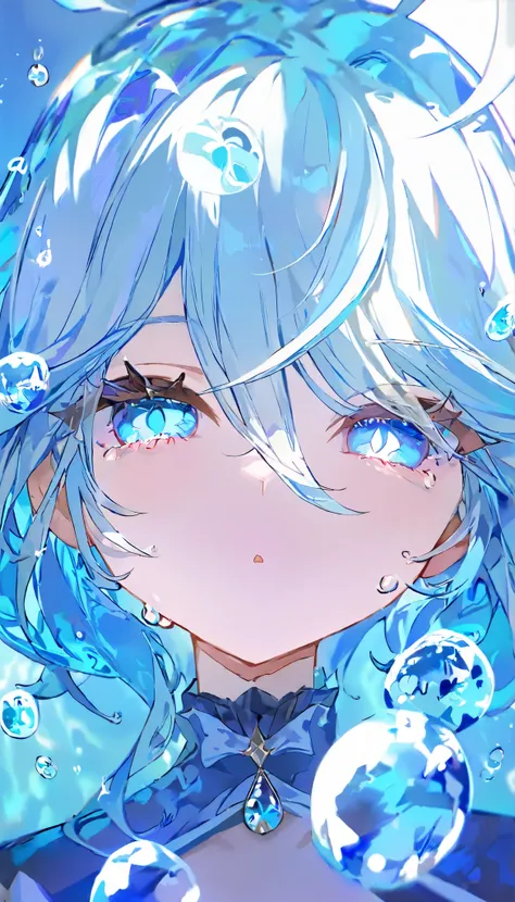 very detailed,(Highest quality),((masterpiece)),(high resolution),original,very detailed8K壁紙,(very delicate and beautiful),Highest_,Anime, (\\), Droplets of Pupils,crystal clear ocean background