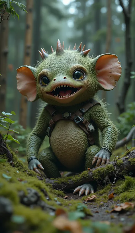 live-action、real、8K、HDR、In the woods、A cute monster of a strange breed lives