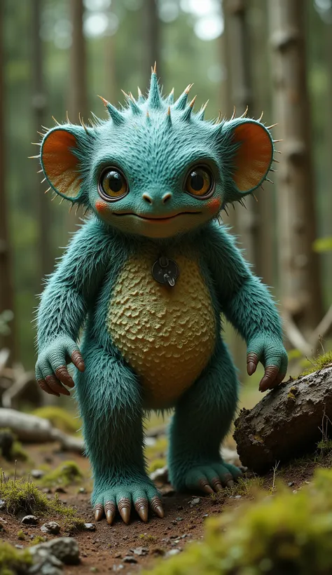 live-action、real、8K、HDR、In the woods、A cute monster of a strange breed lives