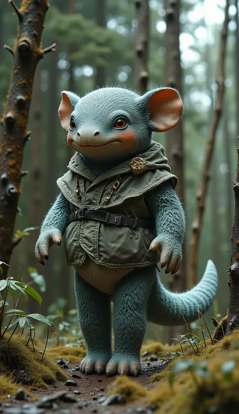 live-action、real、8K、HDR、In the woods、A cute monster of a strange breed lives