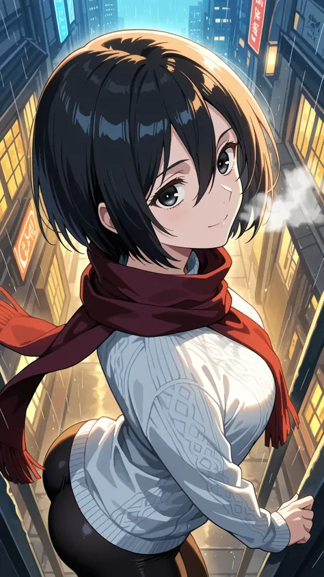 BREAK (masterpiece:1.2), best quality, high resolution, unity 8k wallpaper, (illustration:0.8), (beautiful detailed eyes:1.6),Tokyo backstreets at dusk, steel-blue winter sky fading behind neon-lit buildings, electric signs glowing with sapphire and amethy...