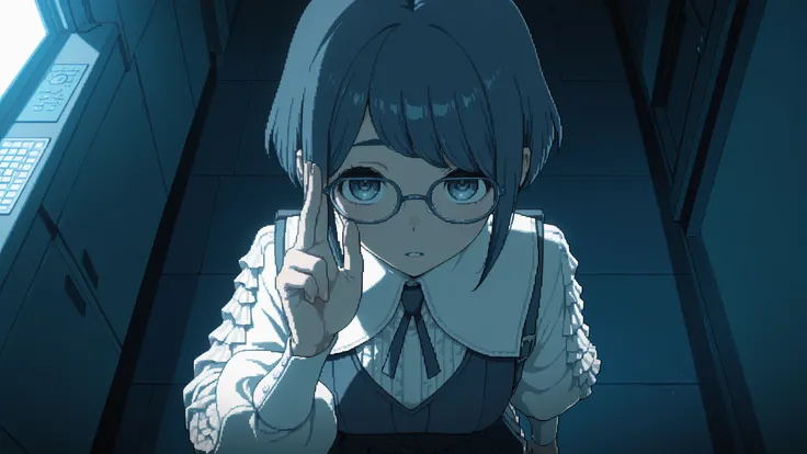 masterpiece, high quality, better lighting, absurd, best quality,
anime screenshots, anime coloring,
 from above, glasses, V sign
azami,
