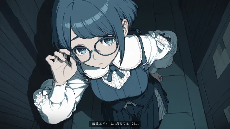 masterpiece, high quality, better lighting, absurd, best quality,
anime screenshots, anime coloring,
 from above, glasses, V sign
azami,