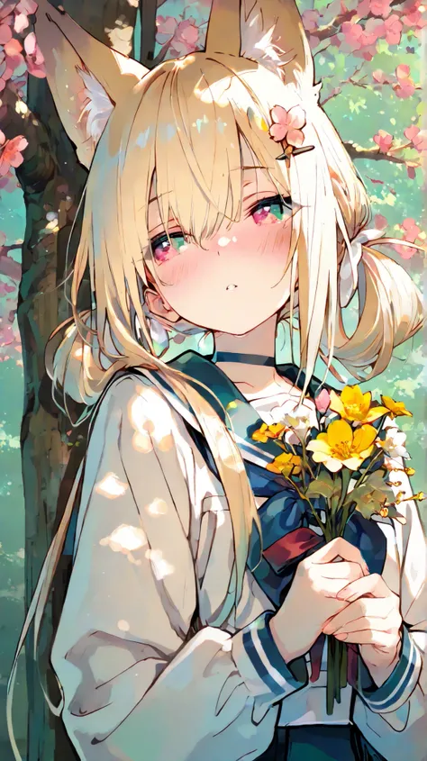 748cmstyle,,(masterpiece:1.2, top quality), (beautiful detailed eyes: 1.2), ((1 Beautiful Girl)),  (beautiful background:1.2), (very detailed CG, Super Detailed),(VERY DETAILED AND BEAUTIFUL:1.1), (Perfect Details:1.1),blond twin tails and red hair Girl wi...