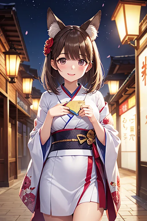 beautiful fox girl with nine sparkling tails, blushing with a love letter shining on her chest, long flowing silver hair with red flower ornaments, Golden fox ears that move shyly, wearing an elegant kimono with embroidered flowers, under glowing lanterns and falling cherry blossoms, soft magical light envelops her, moonlight reflects on her amber eyes,  graceful and romantic atmosphere , anime style, Very Detailed,  fantasy-inspired , emotion 















、
，


、
.


,,,,
.

.


.
.


, ...

.
.
、, 


,( masterpiece, best quality, high resolution, ultra high resolution, pixel perfect, depth of field, 4K, RTTX10.0),
、Anegasaki Nene, shiny brown hair, beautiful brown eyes, smiling face, , (fine grain), , highly detailed face,, (masterpiece:1.2, best quality), ((only1 girl)), ((cowboy shot))