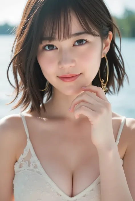 Ikuta Erika, Bang, smile, Young and  cute Japanese faces ,   Official Art for 4 People ,  High Definition CG Unity 8k Wallpaper,  ultra high precision ,  very detailed, Half photo ,  film grain ,  lens flare glow ,  top quality ,8k, Viewer , (( masterpiece...
