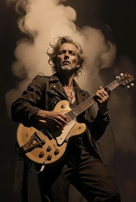 Jazz rock singer with shabby electric guitar and sarcastic songs