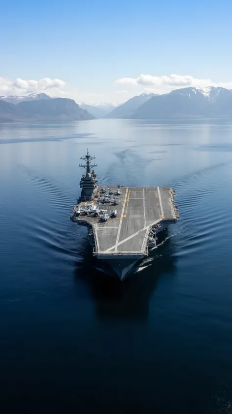 highdefinition images、Falkland Islands、The aircraft carrier Queen Elizabeth, which features a twin deck on the right, visits regularly、It is full of carrier-based aircraft and、{x} enters the harbor in a fully loaded form with the FA-8 Super Harrier and F-3...
