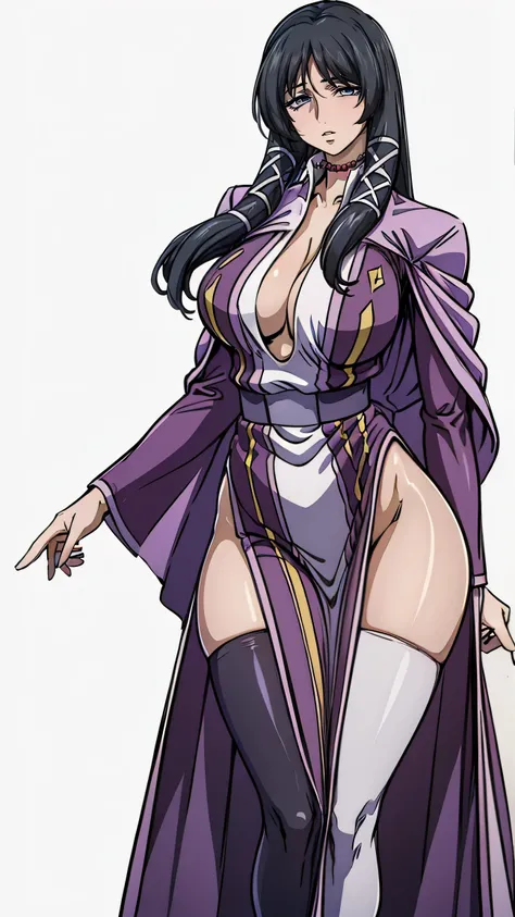 (masterpiece), best quality, expressive eyes, perfect face, solo woman, dance posing,  cold eyes, smile warm, fasalina, long purple dress, boots, purple robe thin, front double braids, full dress, milf, Fasalina, slim body woman, long black hair, tall body...
