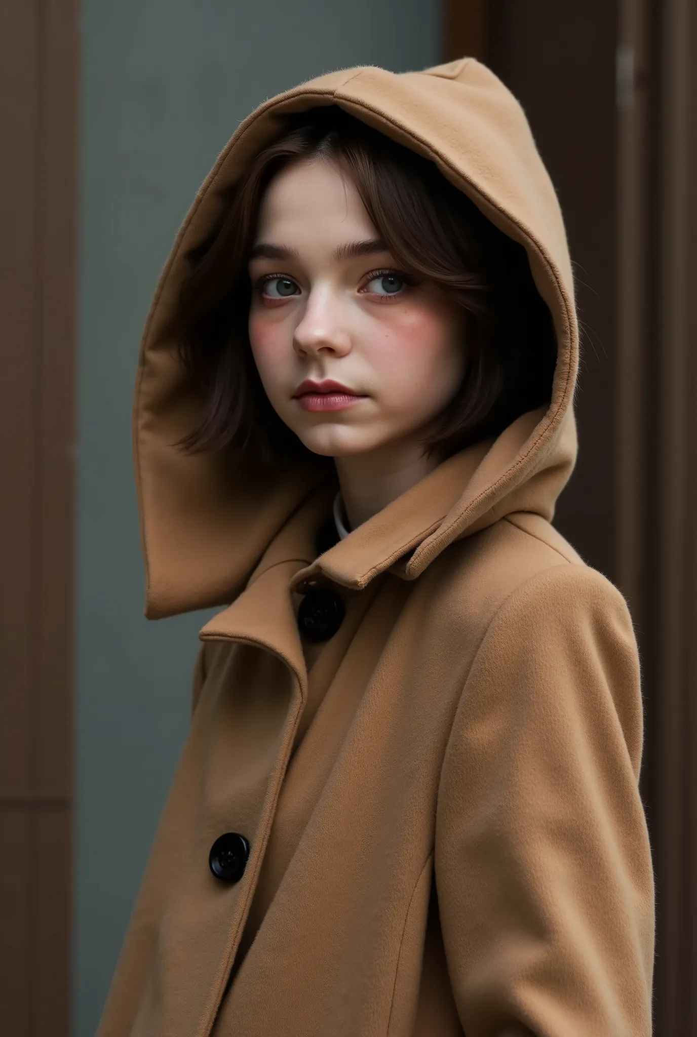 Emma Myers Wearing Coat com Capuz