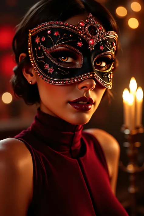 a truly magnificent image of a very sexy Masquerade Ball, high quality, high res, professional photography, cinematic angle, detailed, masterpiece, dusk with a soft warm glow lighting, deep depth of field, wide angle