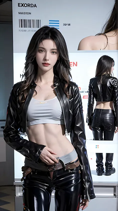 (masterpiece), best quality, HD, 4K, perfect face, black hair, smile at viewer, yellow eyes, hetero, torned dirt leather Jacket, hairband, black long hime hair, hime cut, arrogant stare, collarbone, prostitution, muscular slim, ABS collarbone, dirty booty,...