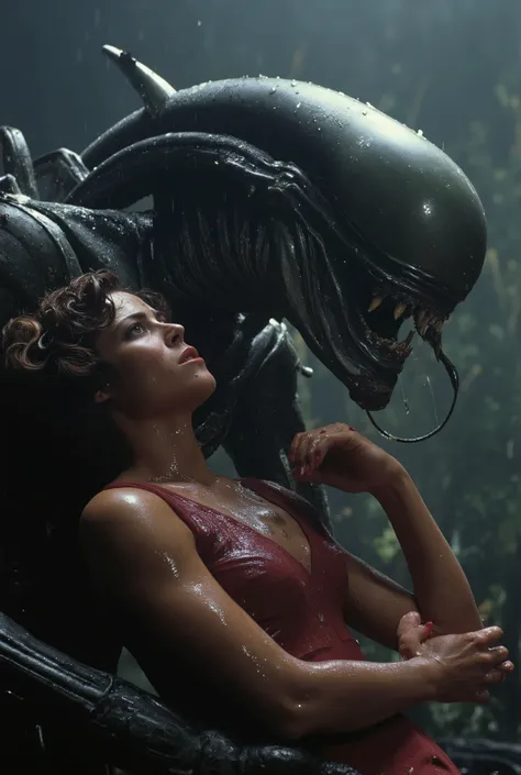 a massive xenomorph dick fuck unconscious Ellen Ripley pussy hard, Ellen Ripley is gunge all over her body and cum on her face