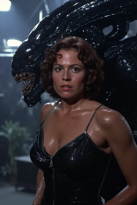 a massive xenomorph dick fuck unconscious Ellen Ripley pussy hard, Ellen Ripley is gunge all over her body and cum on her face