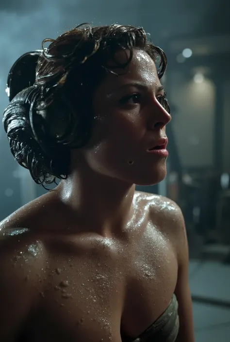 a massive xenomorph dick fuck unconscious Ellen Ripley pussy hard, Ellen Ripley is gunge all over her body and cum on her face