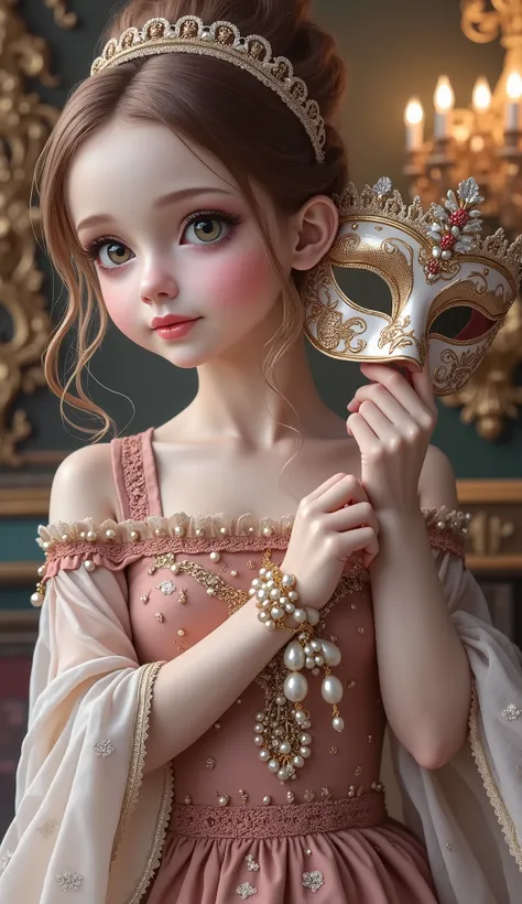 Masquerade、very cute girl、Wearing a ballroom mask、A girl who looks like a doll、((Courtesy))