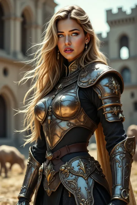 blonde woman in armor
