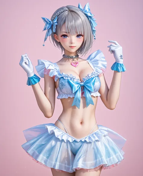 （（（ＳＦＷ、Highest quality、First Class Masterpiece、normal body 、32k、detailed face、super precise、Normal Hand、5 fingers、Highest）））、Shirai Hinako/Hinako Shirai 、『Blue Reflection/Blue Reflection』、Beautiful girl、Ballerina、Magical Girl、 Silver Hair、Odd Eye（Blue pupi...