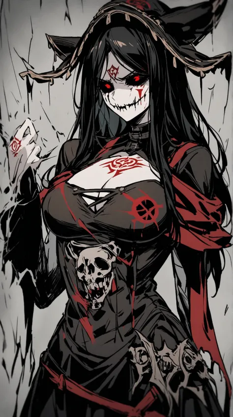 womanhood, Death spell, deep cleavage, death tattoo, death touch, won't let you escape